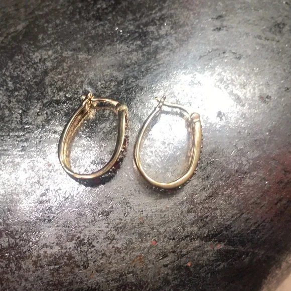 Premier Design 925 Gold Plated Ruby Hoops - Picture 3 of 6